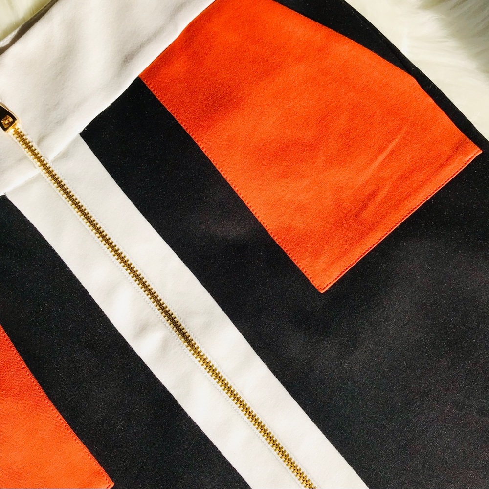 INC Colorblock Gold Zipper Front Detail Mini-skirt - Picture 6 of 7